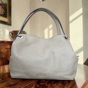 Michael Kors Raven Pebble Leather Hobo Large Gray Shoulder Bag COA